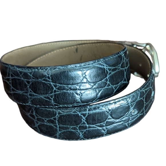Oscar de la Renta Croc Leather Belt - Picture 3 of 14